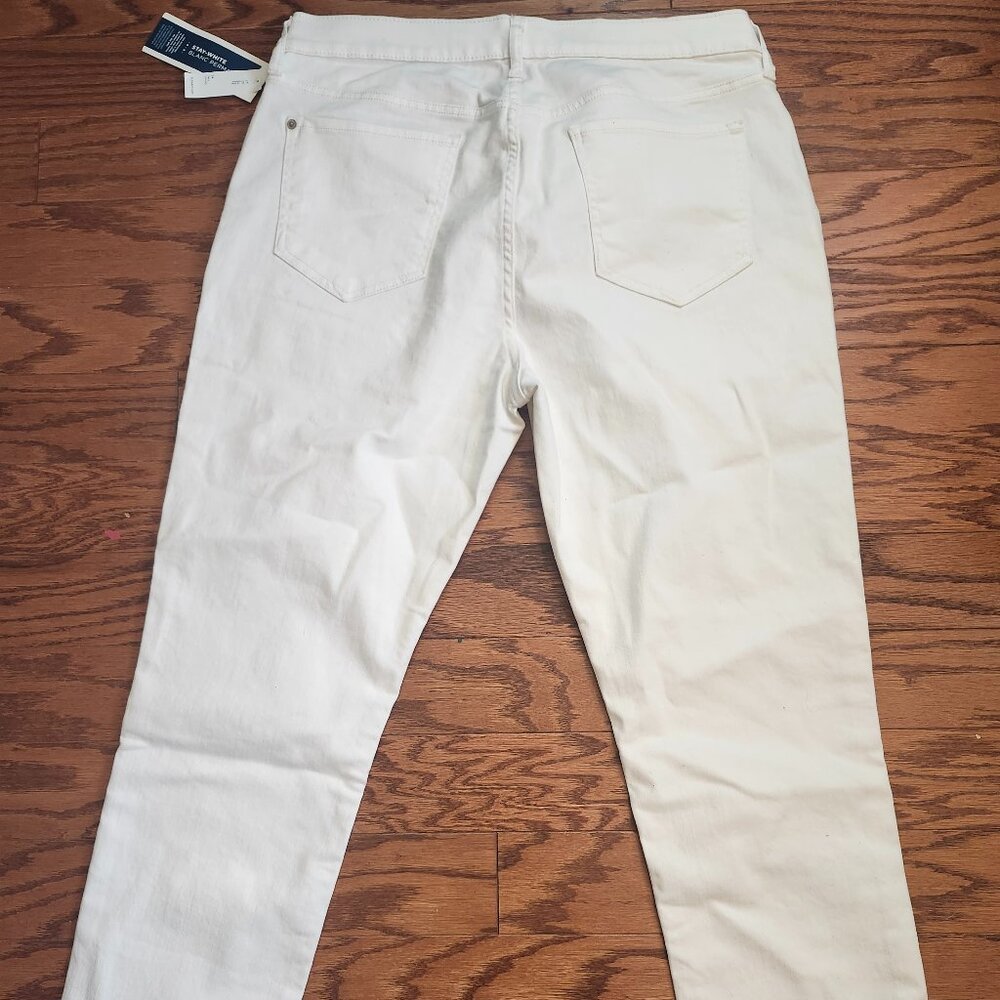 Old Navy Size 14 Tall Boyfriend Straight DROIT Cotton Blend Jeans White NWT - Picture 14 of 14